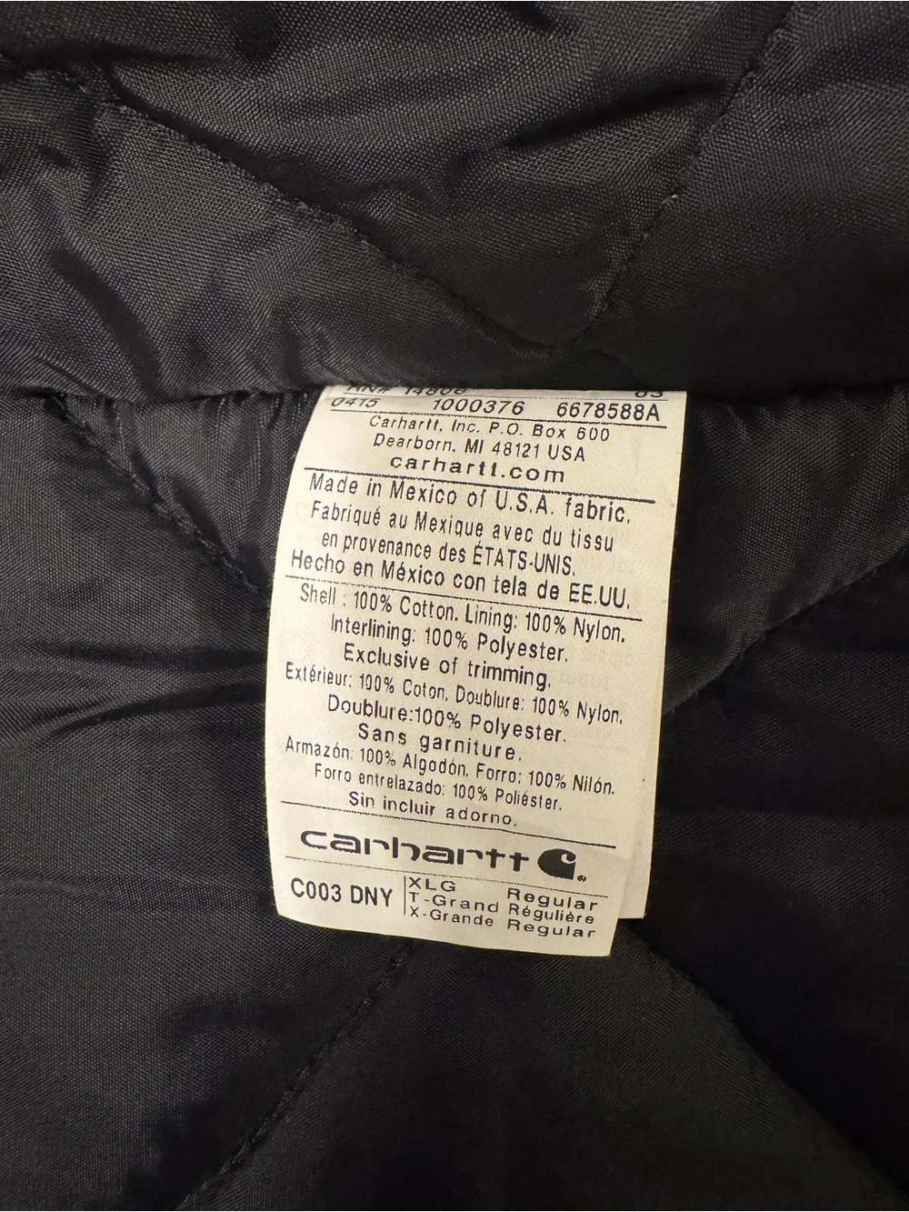 Carhartt Men’s Dark Navy Canvas Work Jacket